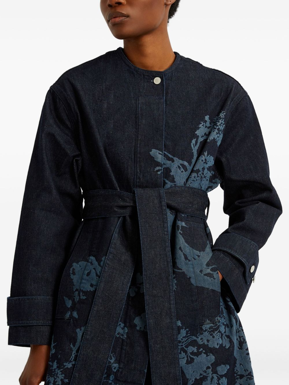 floral-print belted coat - 5