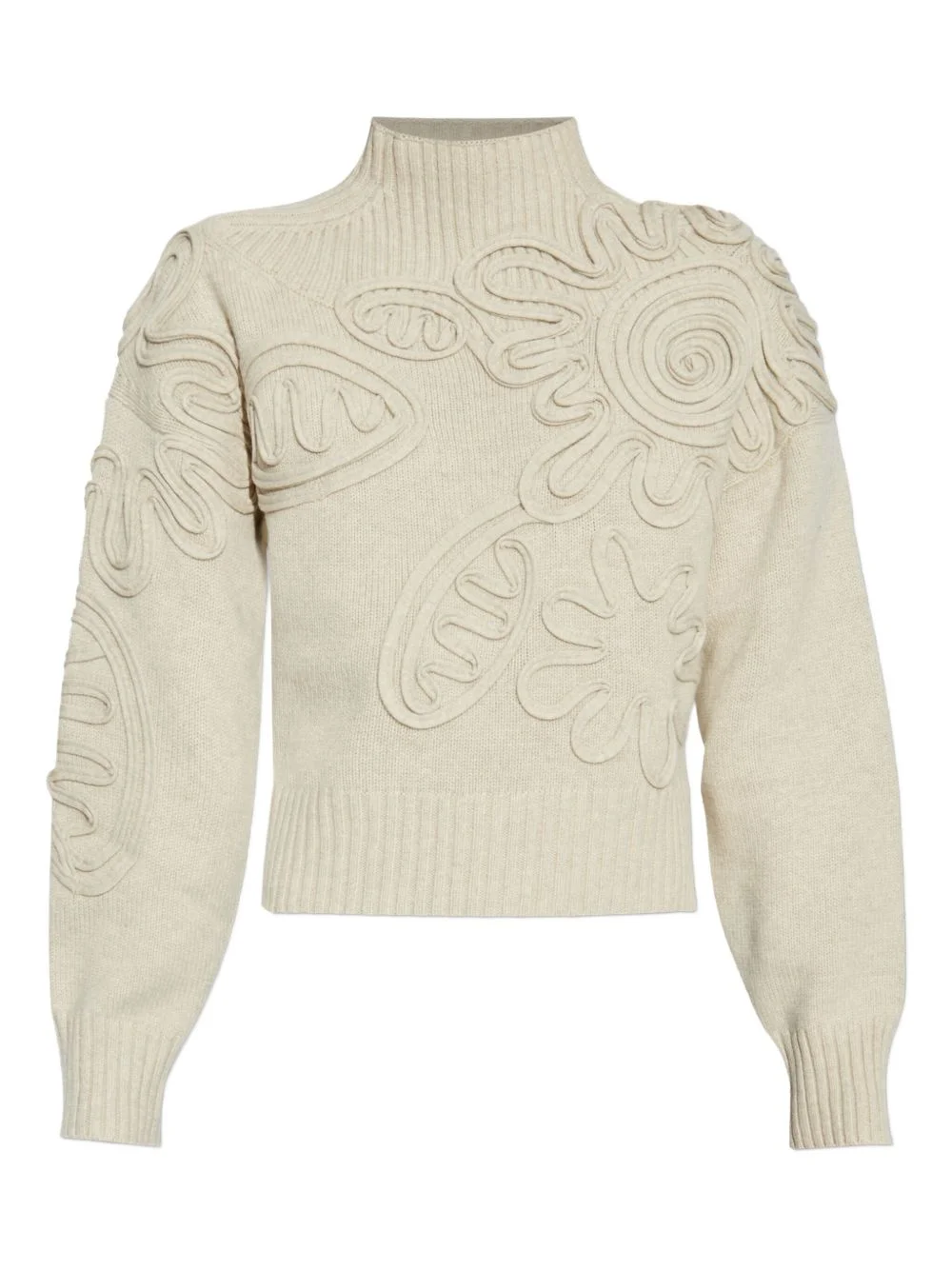 floral-applique mock-neck sweater - 1