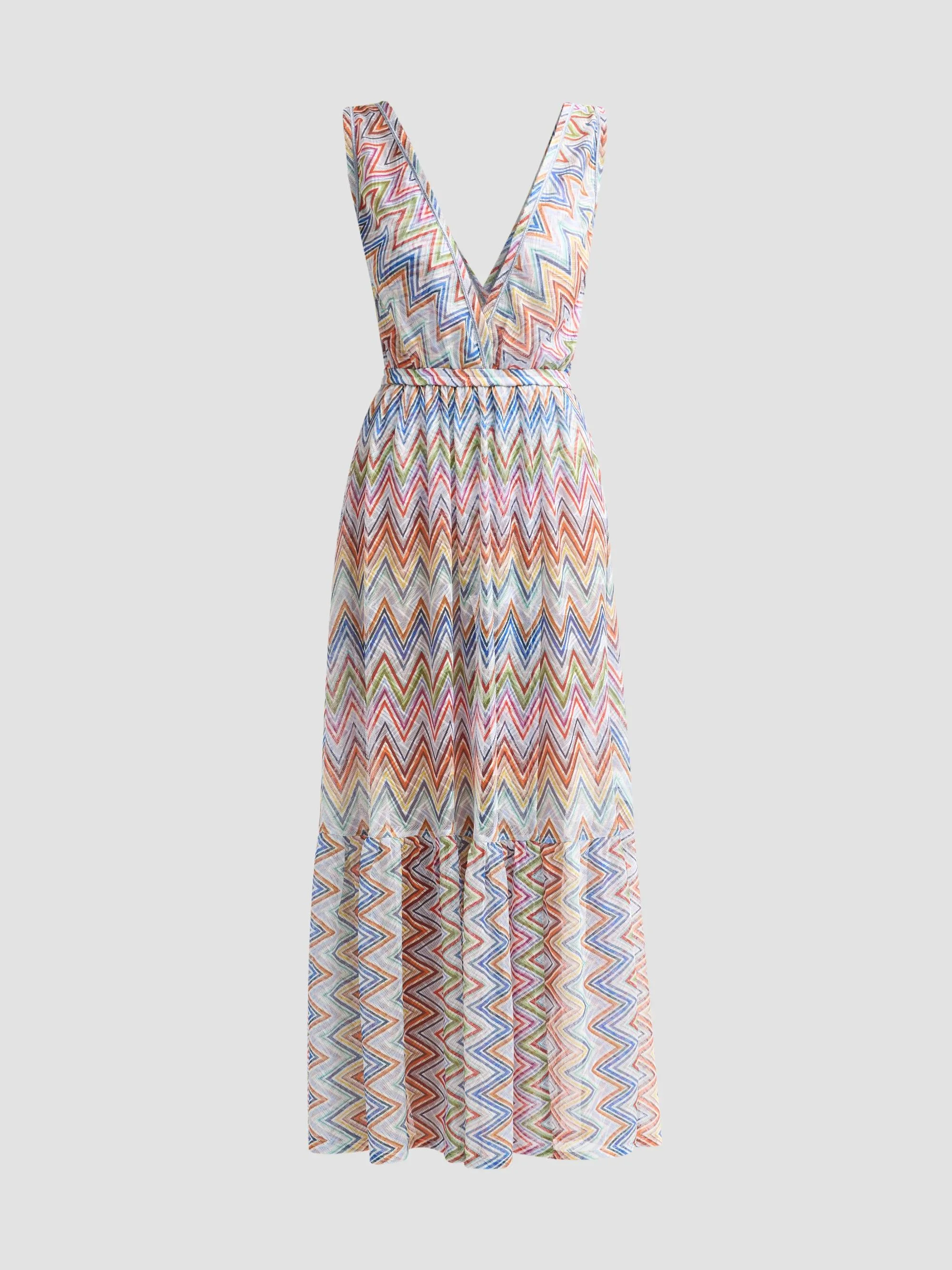 Women's ZigZag V-Neck Maxi Dress - Multicolor - 1