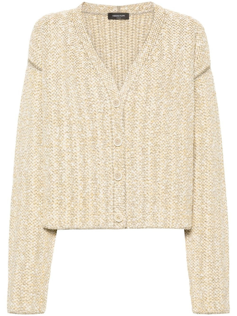 metallic-embellished tweed cardigan 1