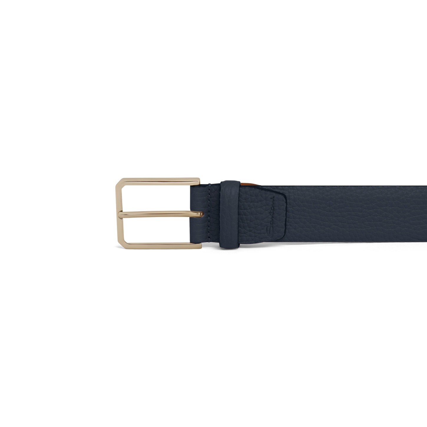 Men's blue tumbled leather adjustable belt - 3
