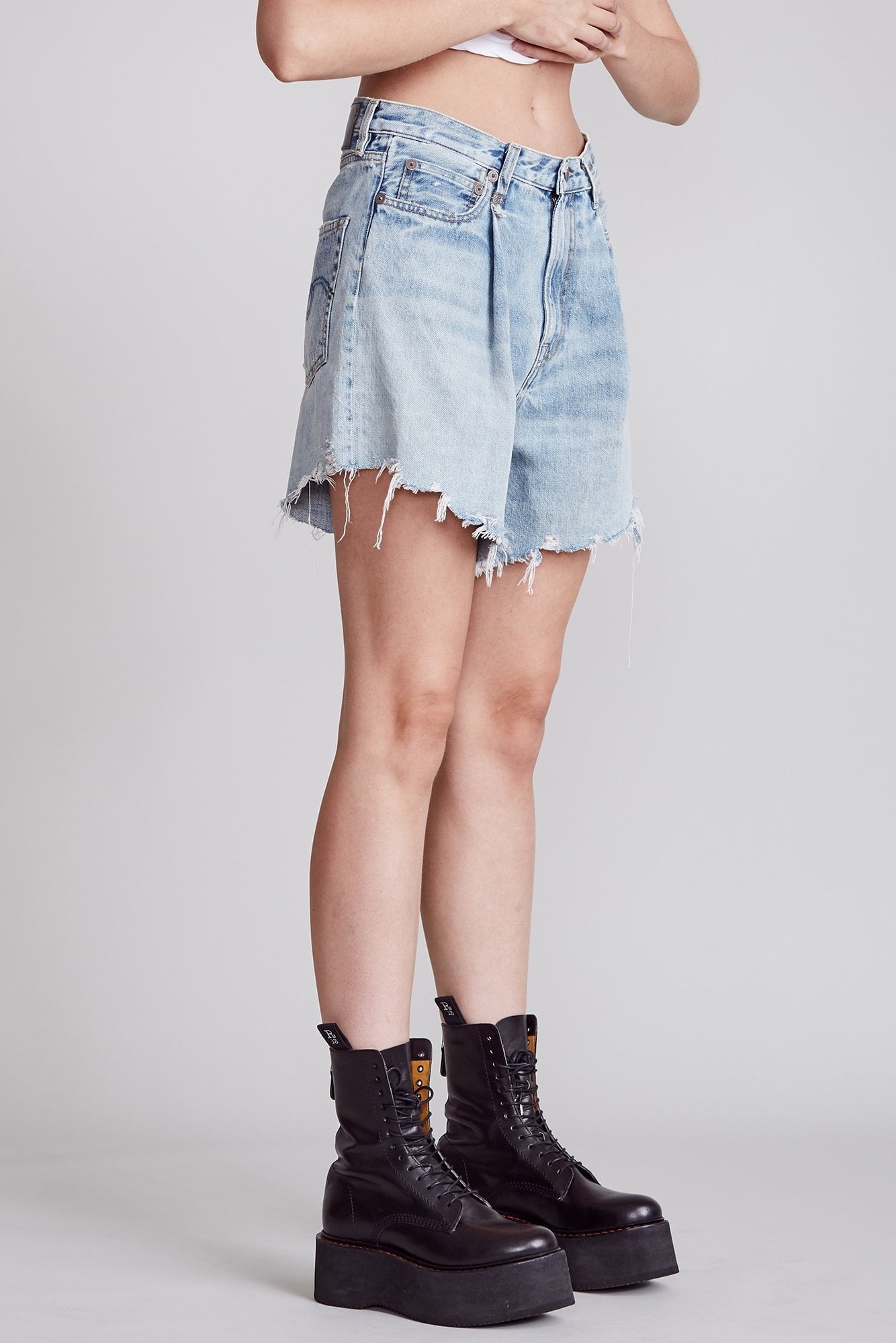 Damon Pleated Short - Lennon Blue | R13 Denim - 4