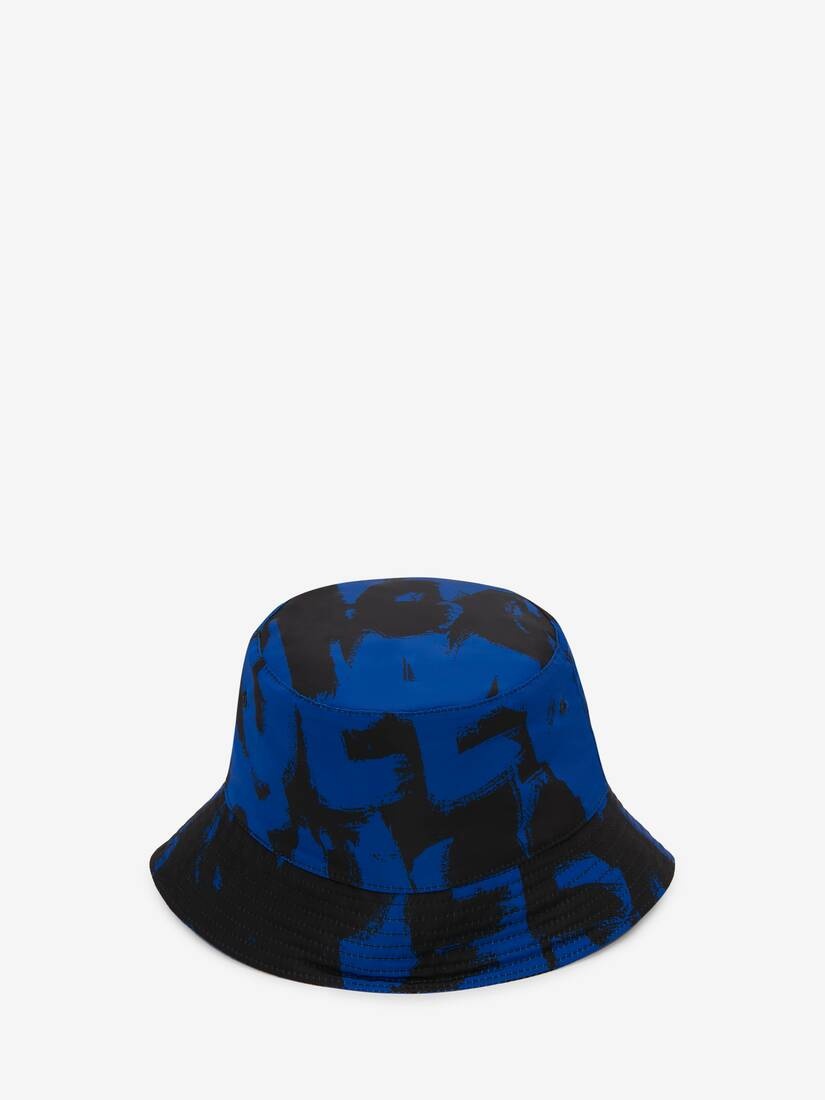 Women's McQueen Graffiti Bucket Hat in Royal/black - 2