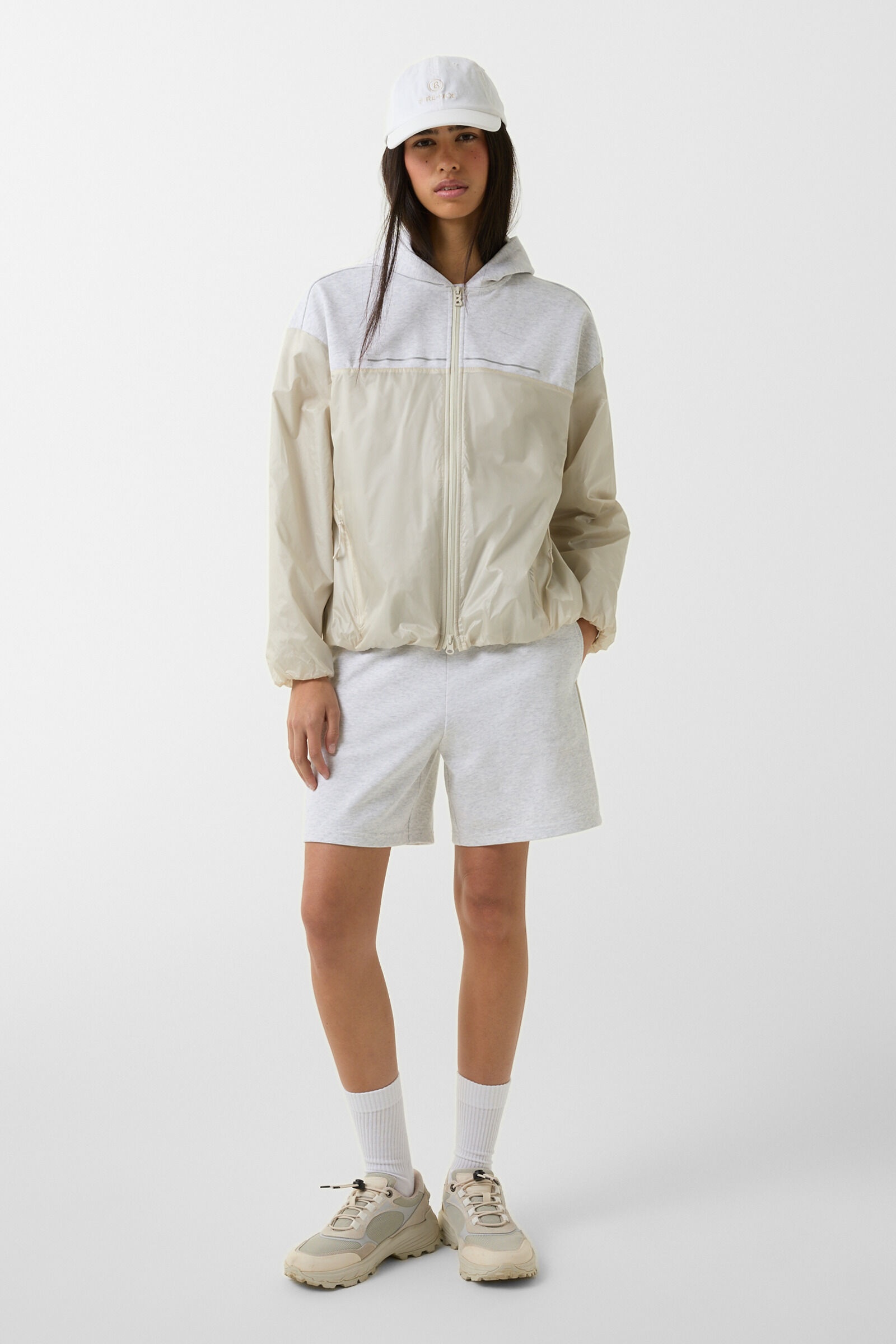 Elin hybrid jersey jacket in Sand/light gray - 3