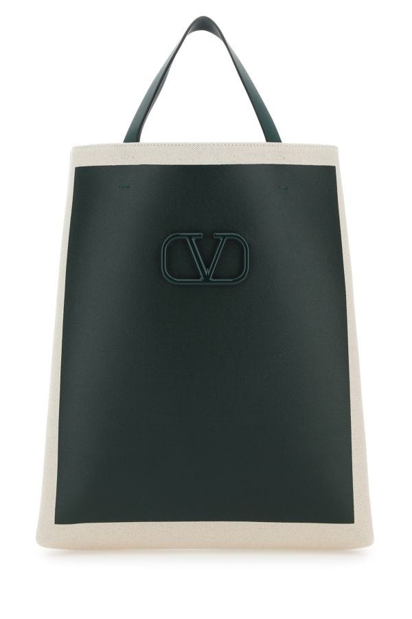 Two-tone canvas VLogo Signature shopping bag - 1