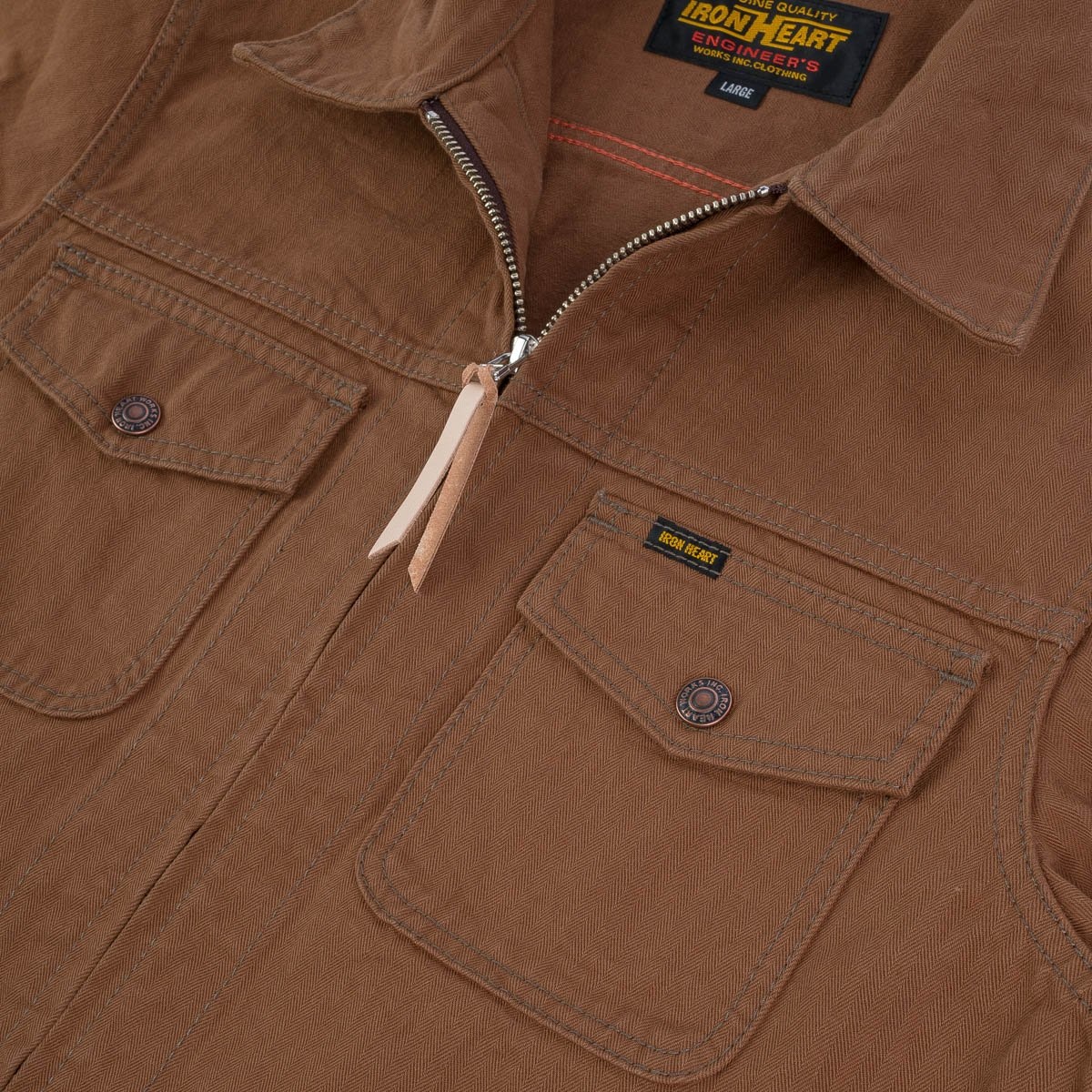 IHJ-124-BRN 10oz Herringbone Work Jacket - Brown - 10