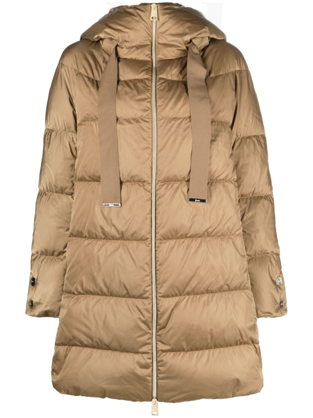 hooded feather-down padded coat - 1