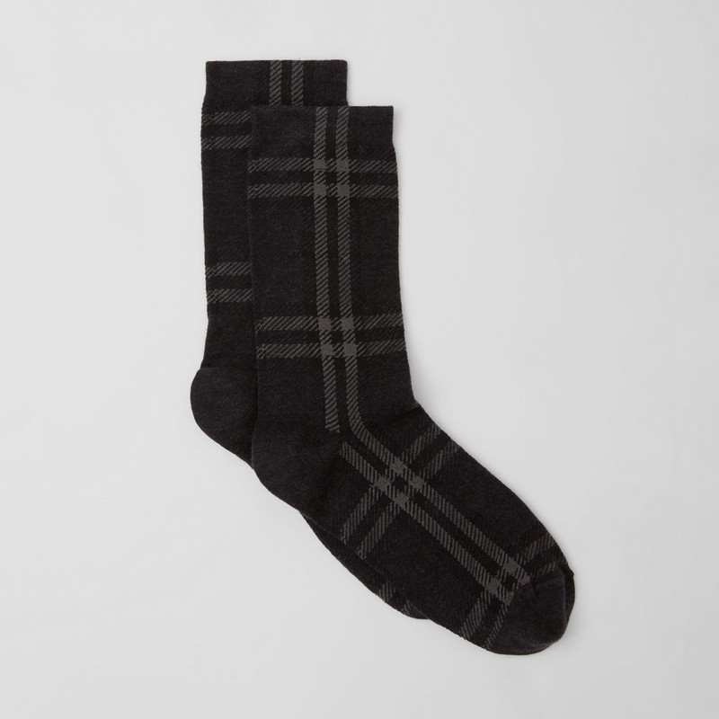 Check Intarsia Technical Cotton Socks 4