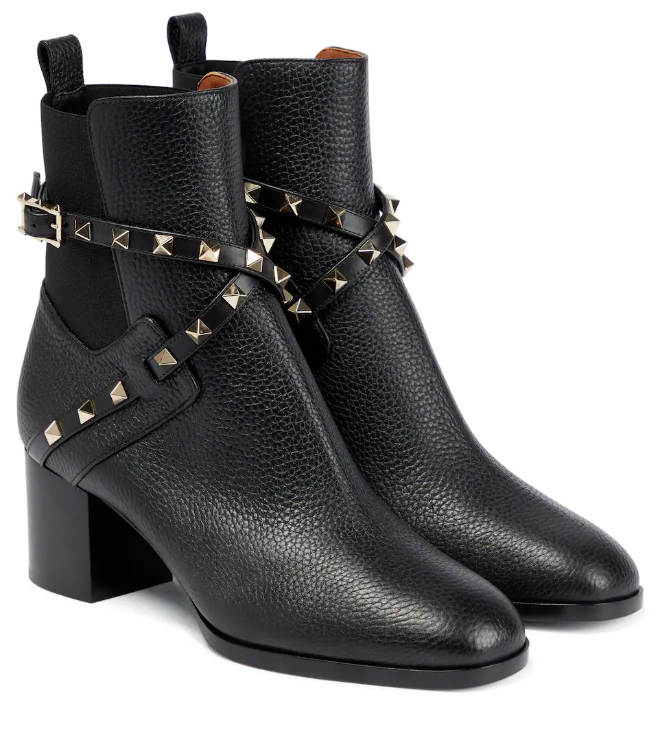 Rockstud leather ankle boots - 1