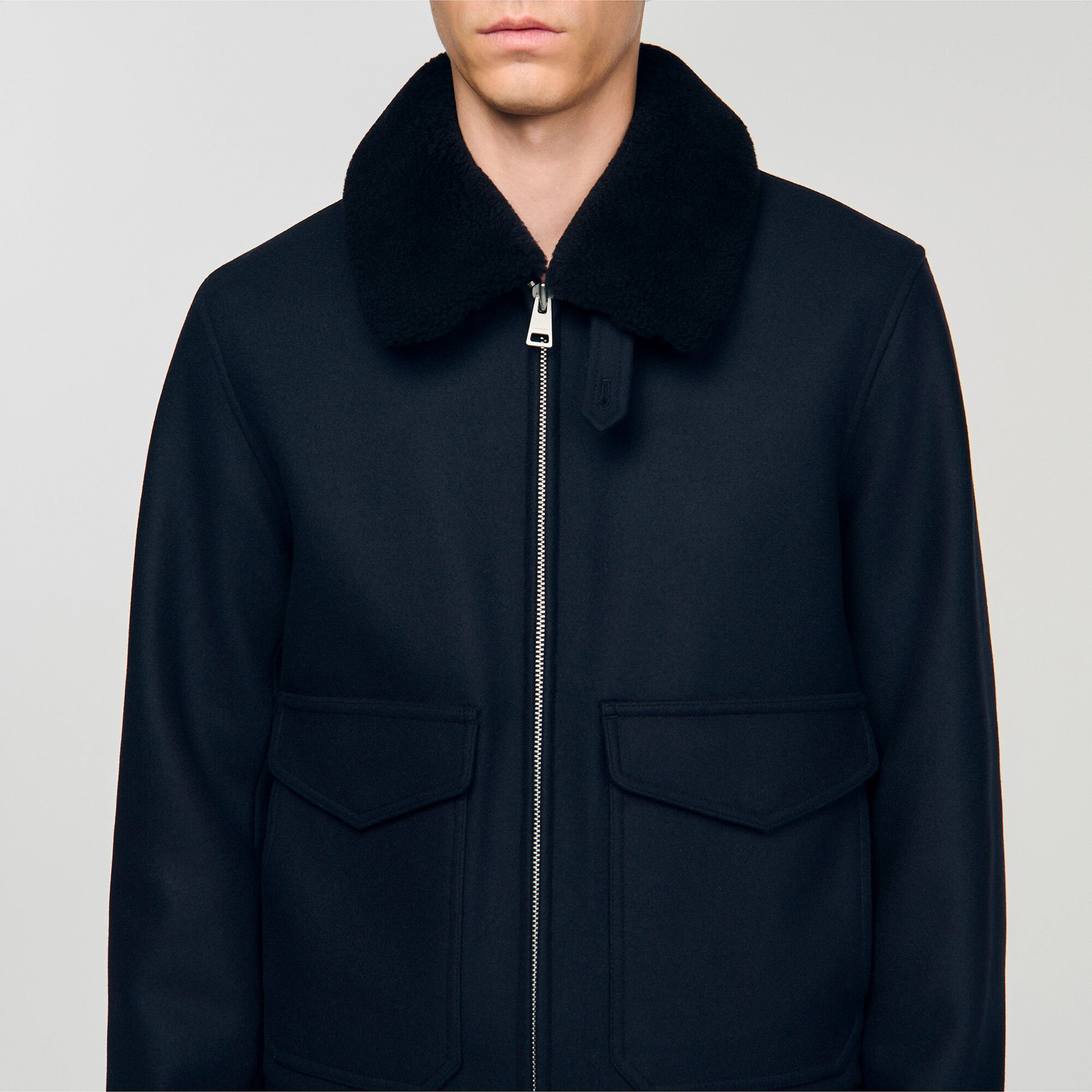 WOOL AVIATOR JACKET WITH SHEARLING - 3