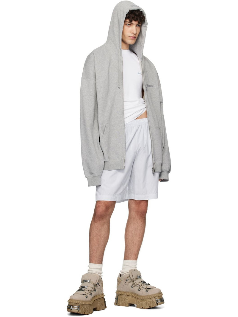 VETEMENTS White & Blue Pinstripe Shorts outlook