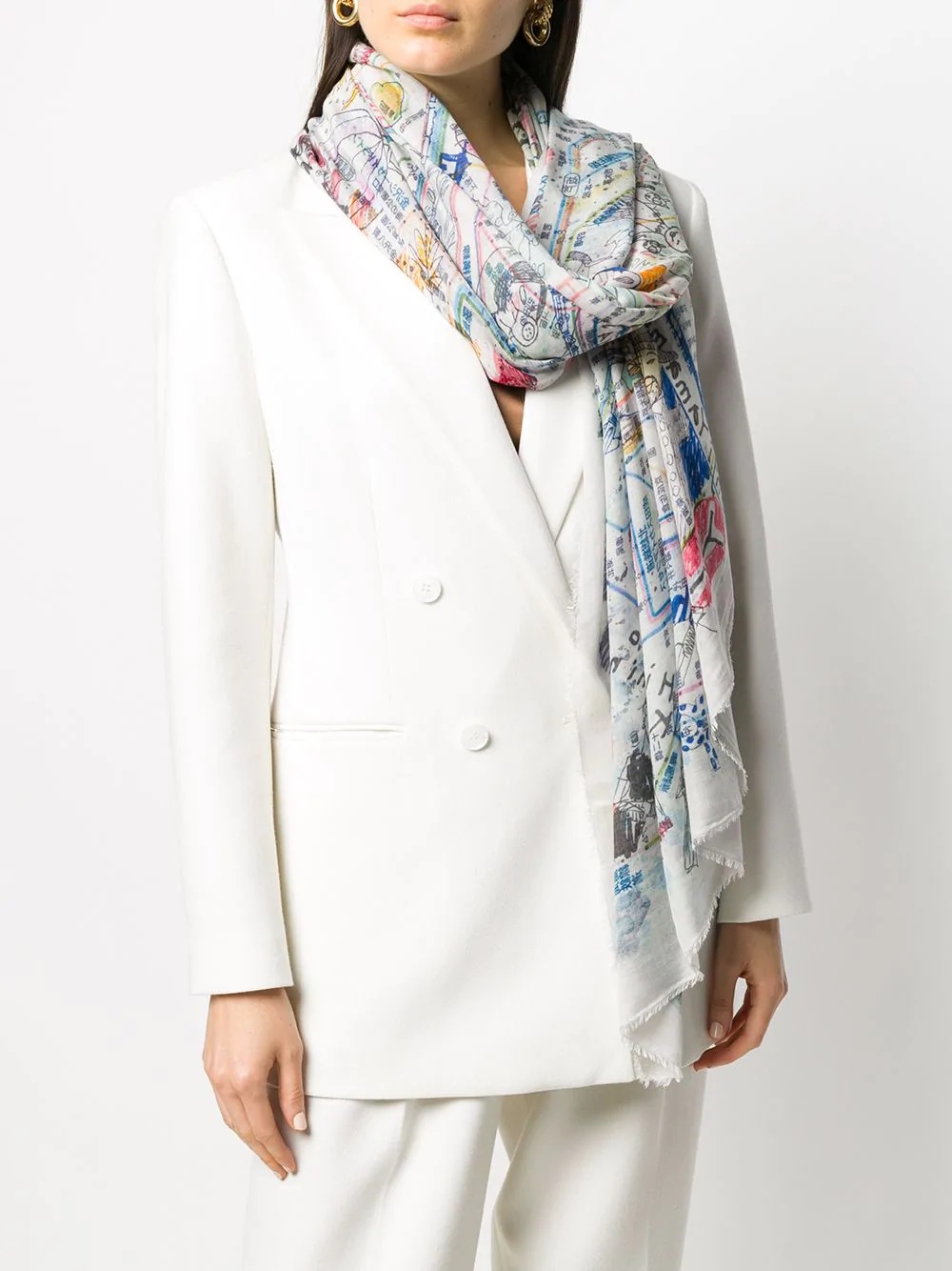 printed cashmere-blend scarf - 2