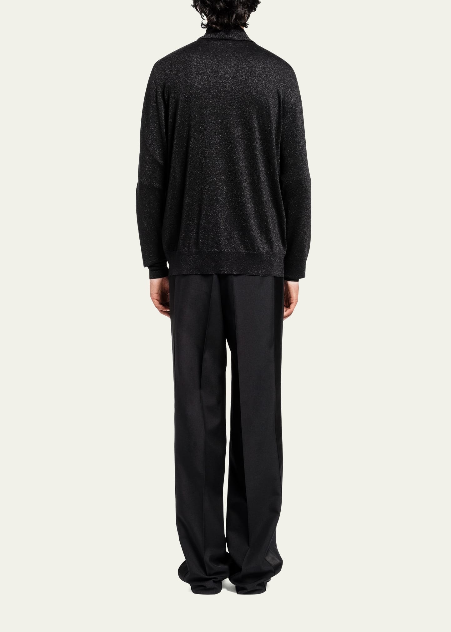 Men's Lurex Logo Polo Sweater - 3