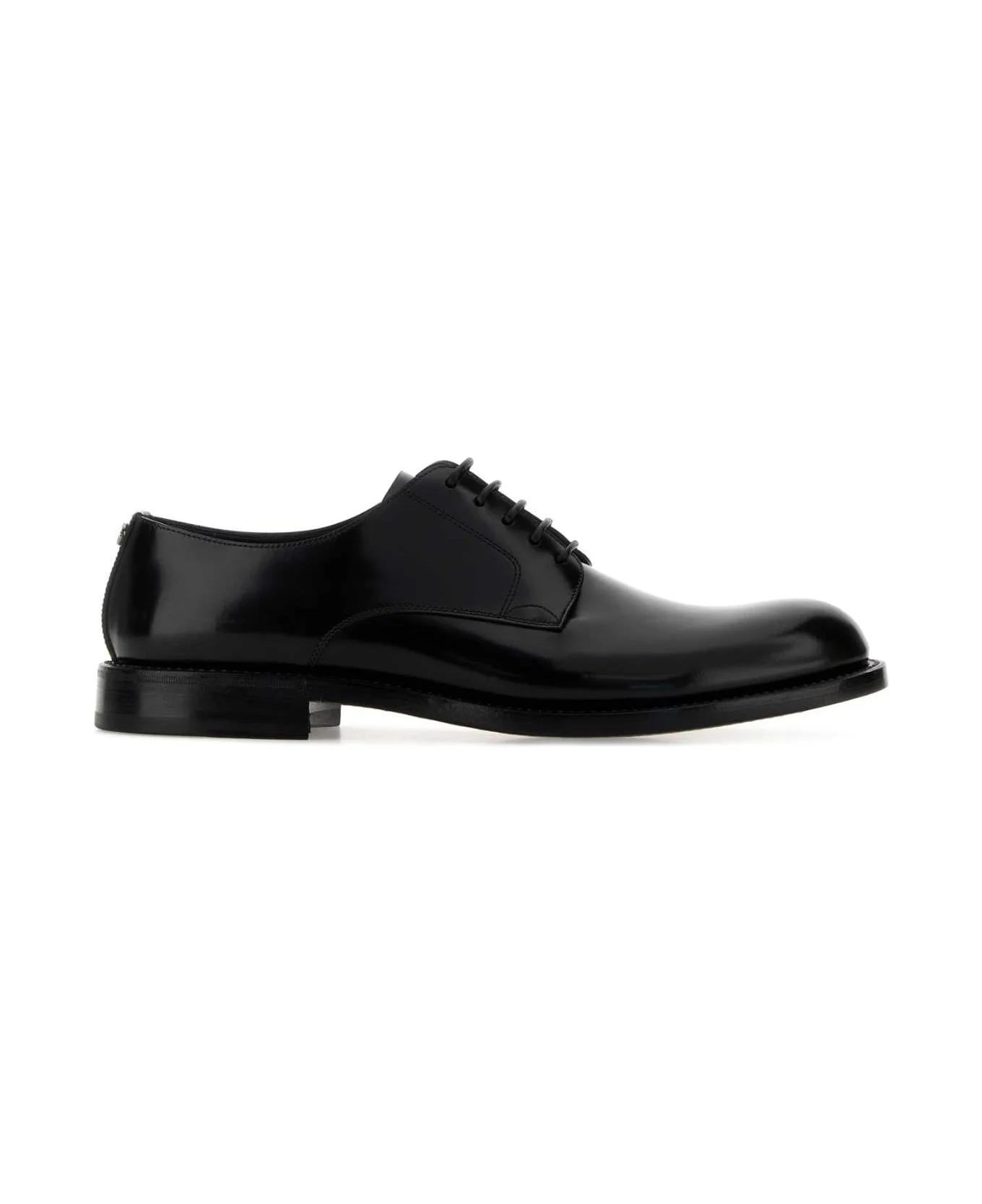 Black Leather Lace-up Shoes - 1