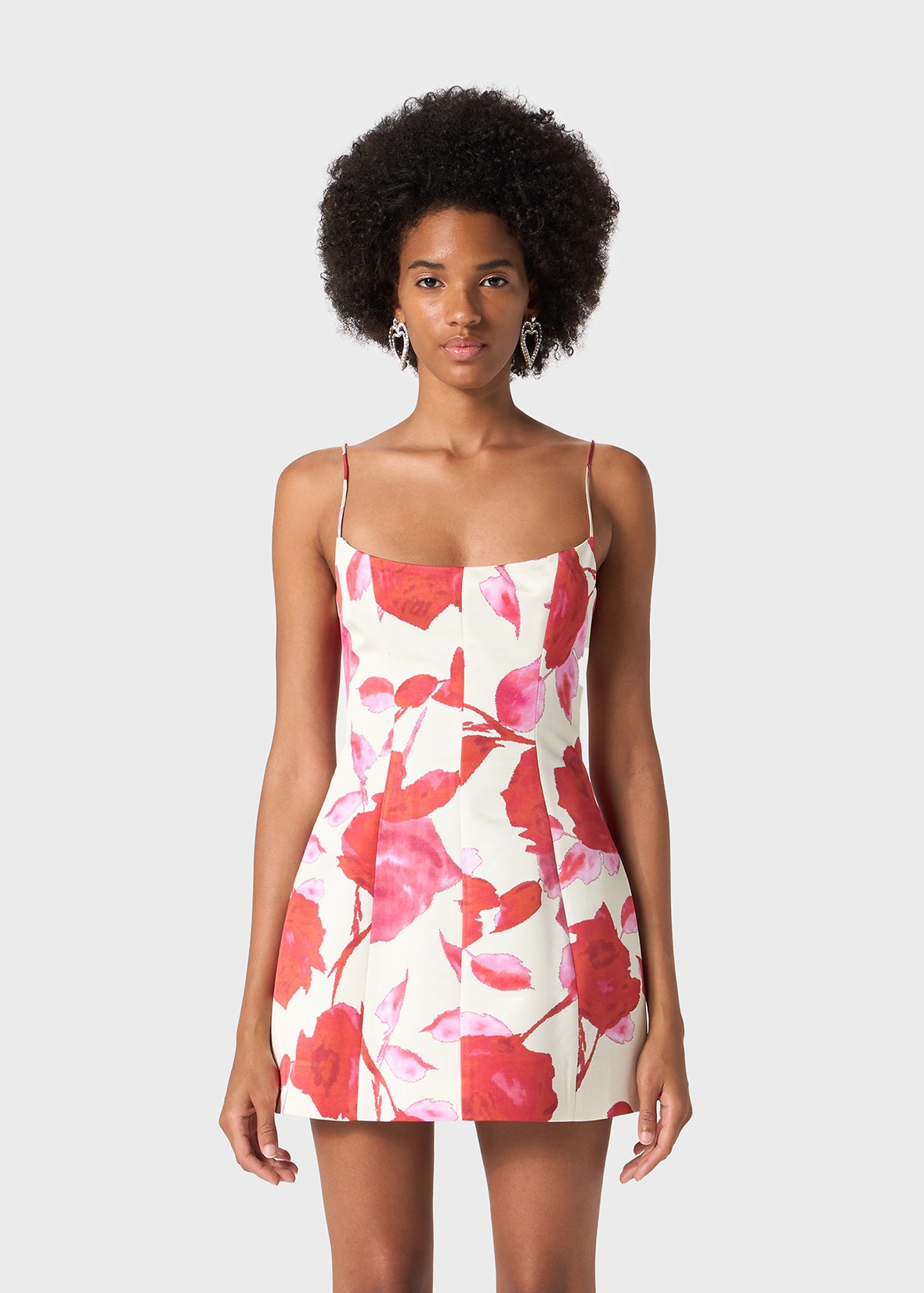 MINI DRESS IN PRINTED SATIN WITH SHAPED SKIRT - 3