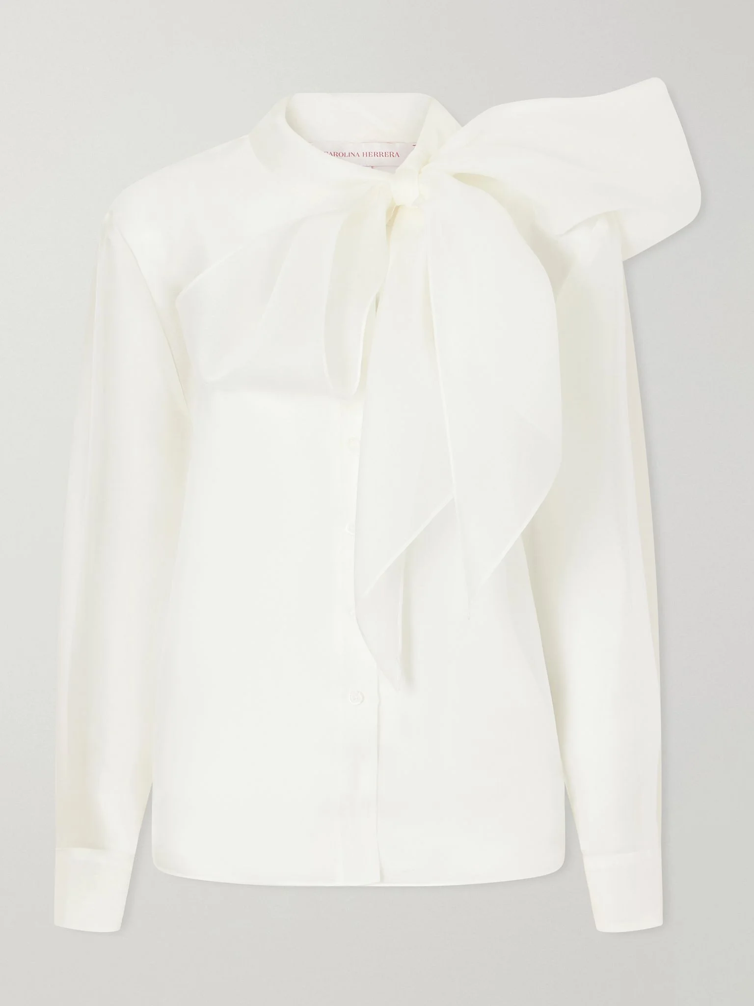 Pussy-bow silk-organza blouse White - 1