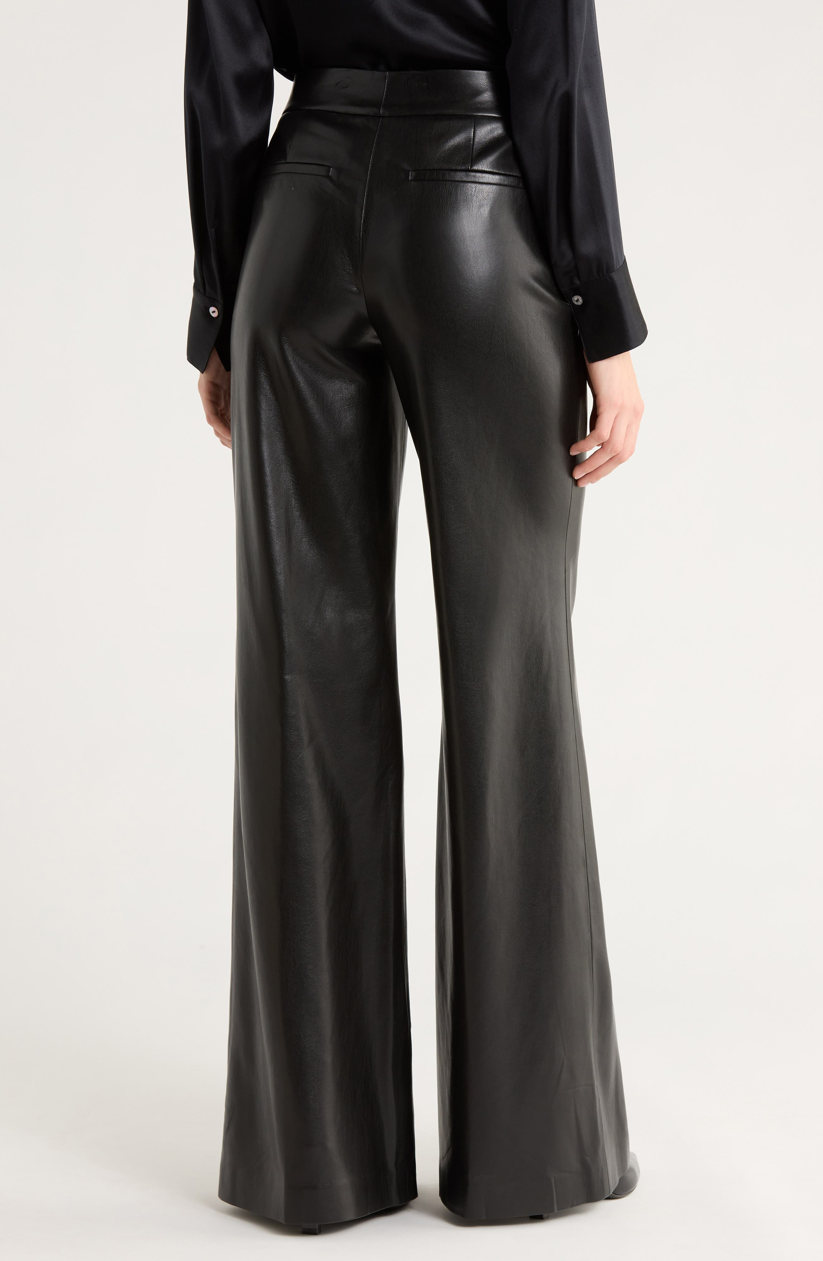Alice + Olivia Dylan High Waist Flare Faux Leather Pants in Black at Nordstrom - 2