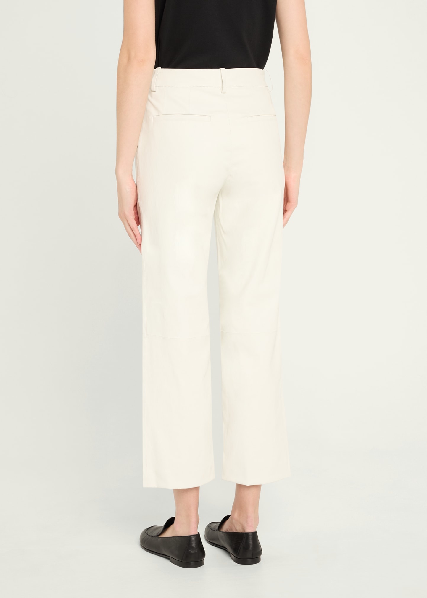 Cropped Bootcut Leather Trousers - 3