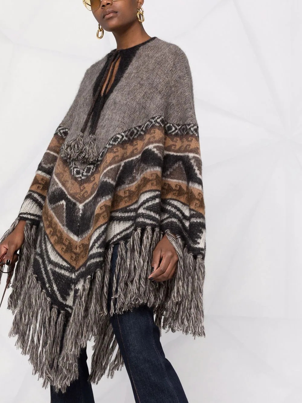 knitted fringed kaftan - 5