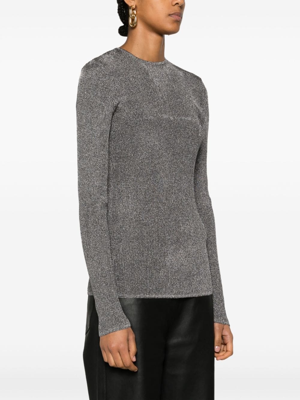 metallic ribbed-knit jumper - 3