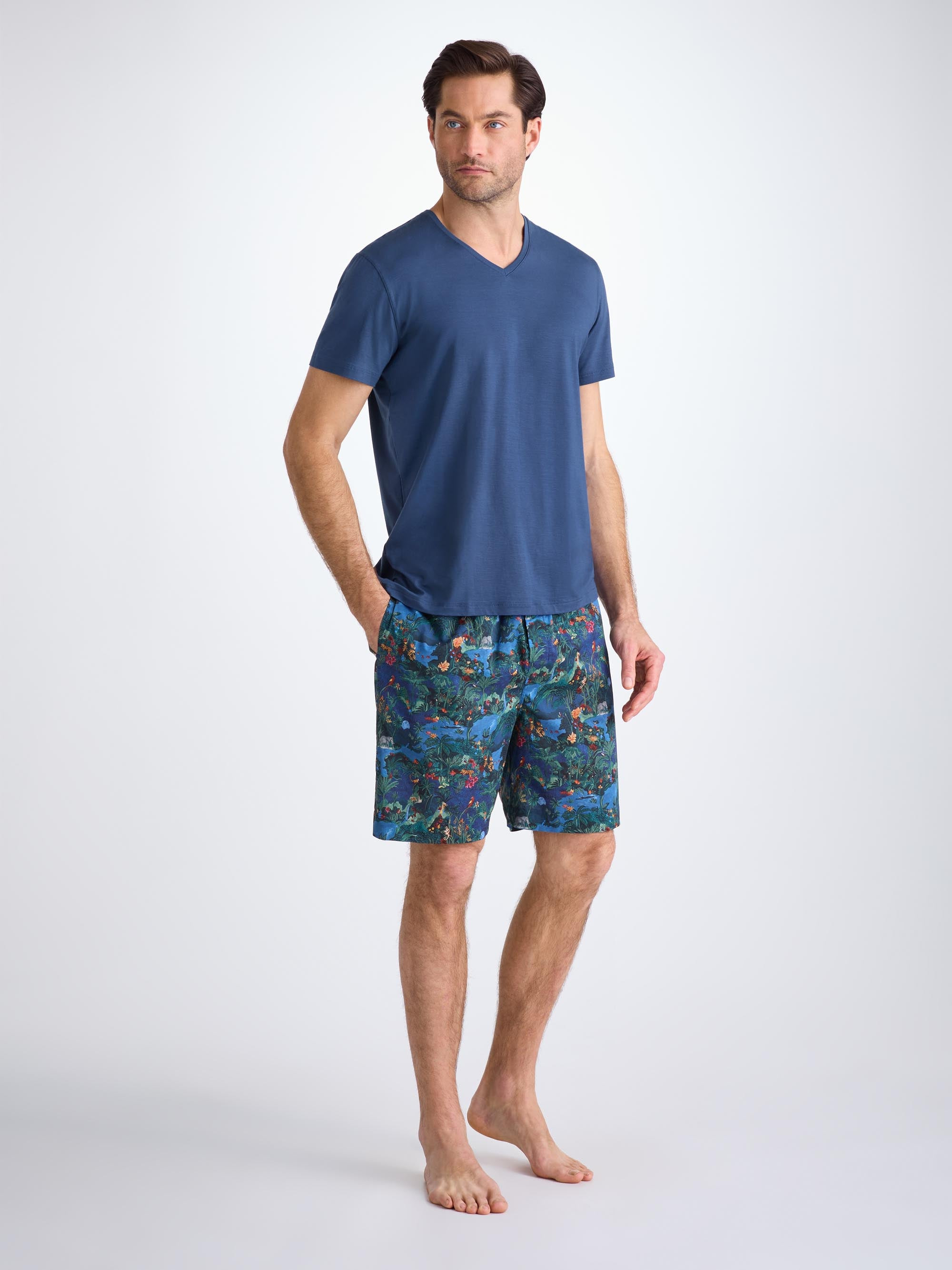 Men's V-Neck T-Shirt Basel Micro Modal Stretch Sapphire - 3