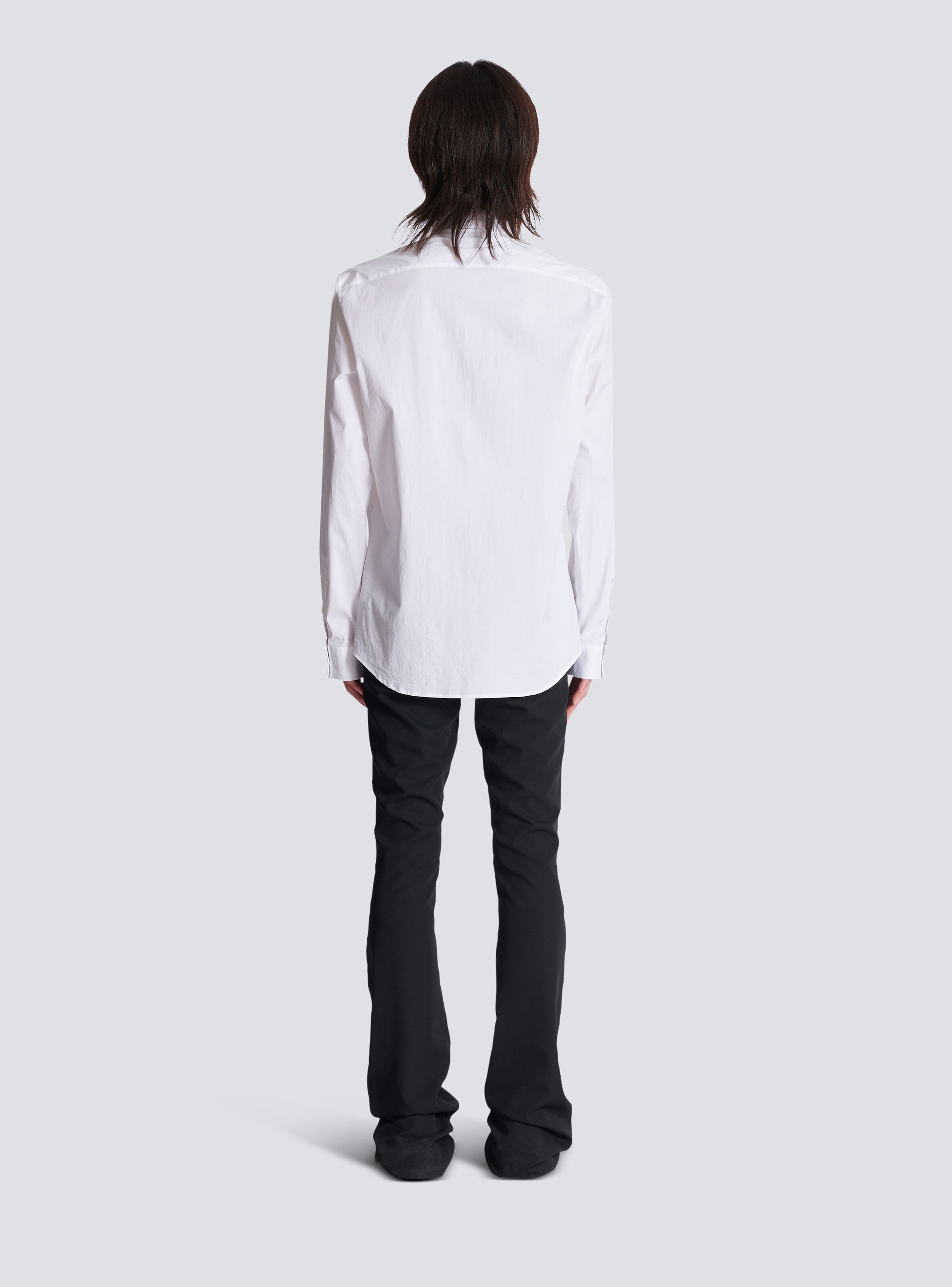 Poplin shirt with embroidered collar - 4