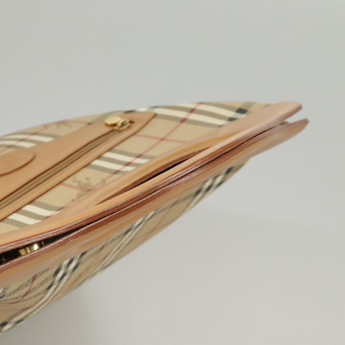 Burberry Nova Check Shoulder Bag Pvc Leather Beige Gold - 7