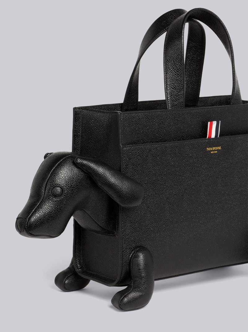 Thom Browne Black Pebble Grain Leather Hector Tote Bag outlook