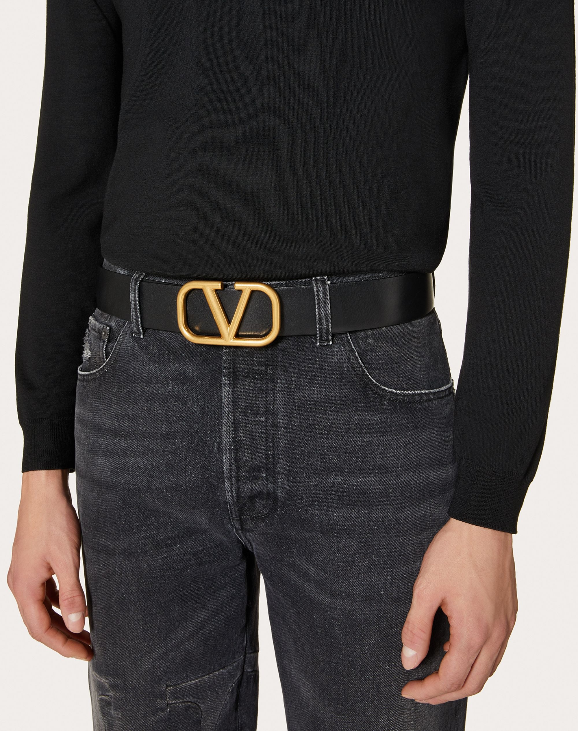 Vlogo Signature Belt in Shaded Cowhide 35 mm - Valentino Garavani - Man