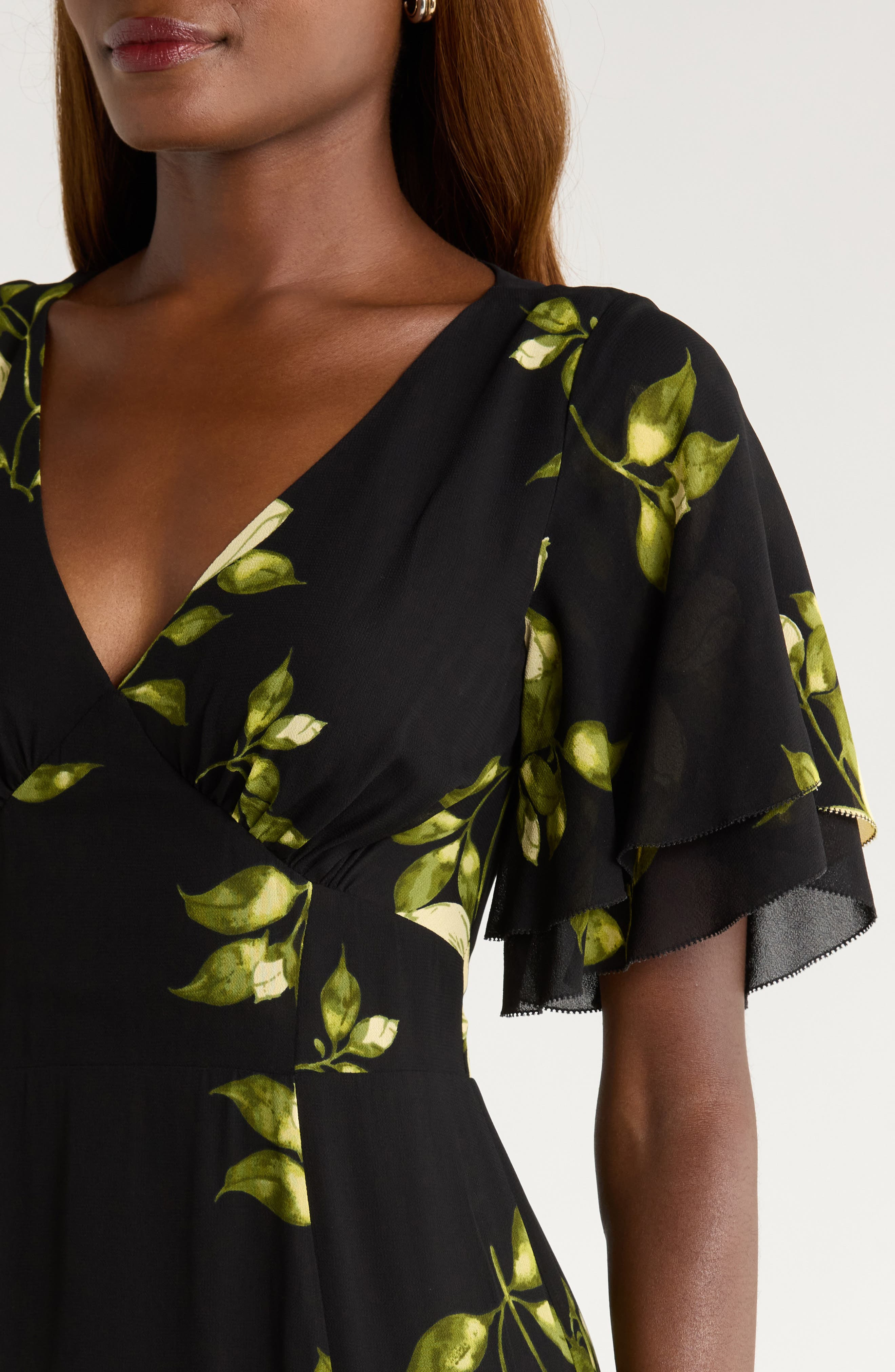 Reformation Salvia Floral Flutter Sleeve Mermaid Dress in Mood For Love at Nordstrom - 4
