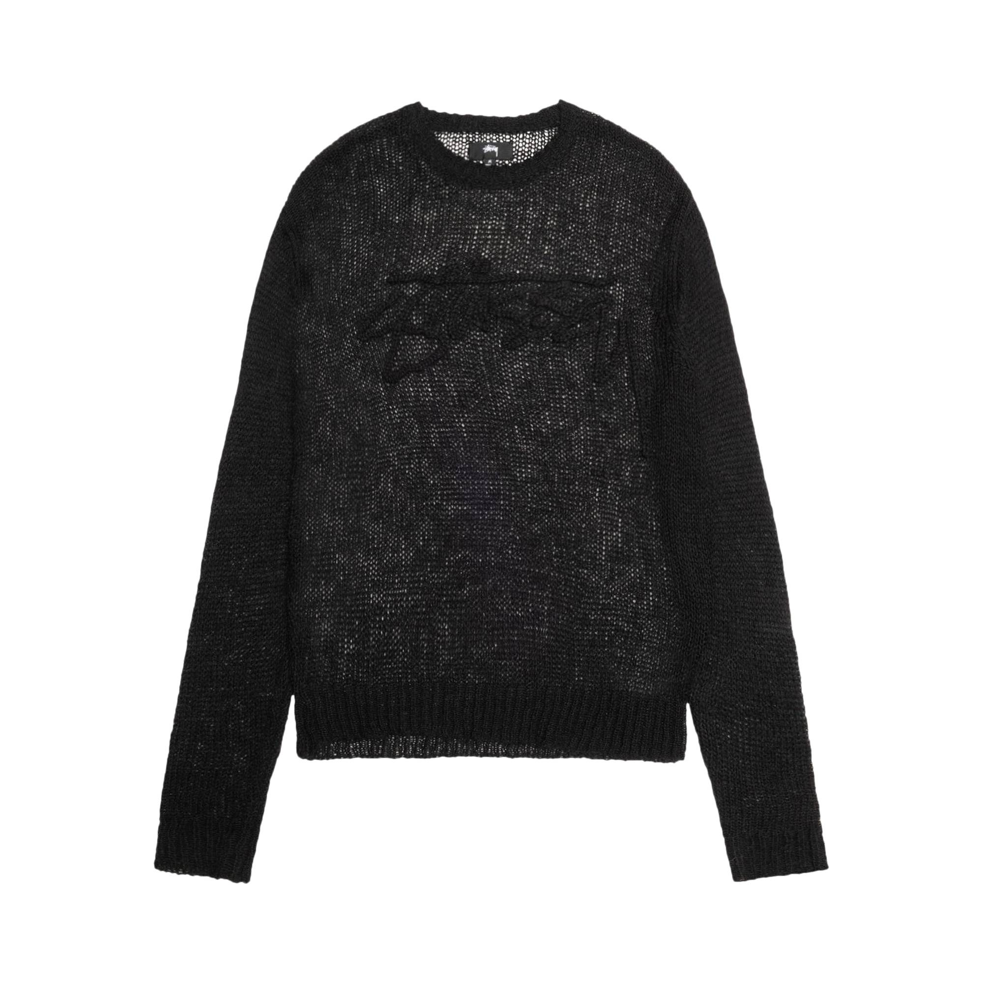 Stussy Loose Knit Logo Sweater 'Black' - 1