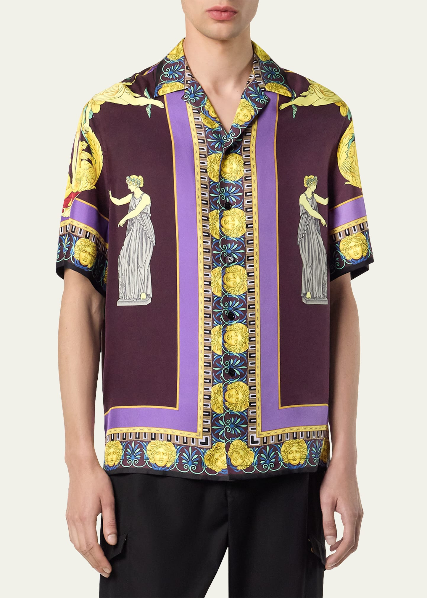 Men's Hall of Statues Silk Short-Sleeve Shirt - 3