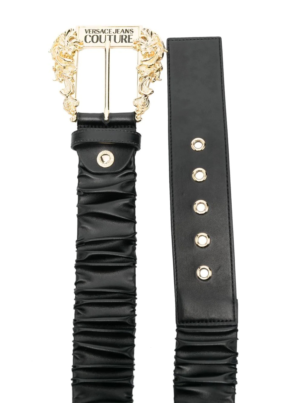 ornamental-buckle ruched belt - 2