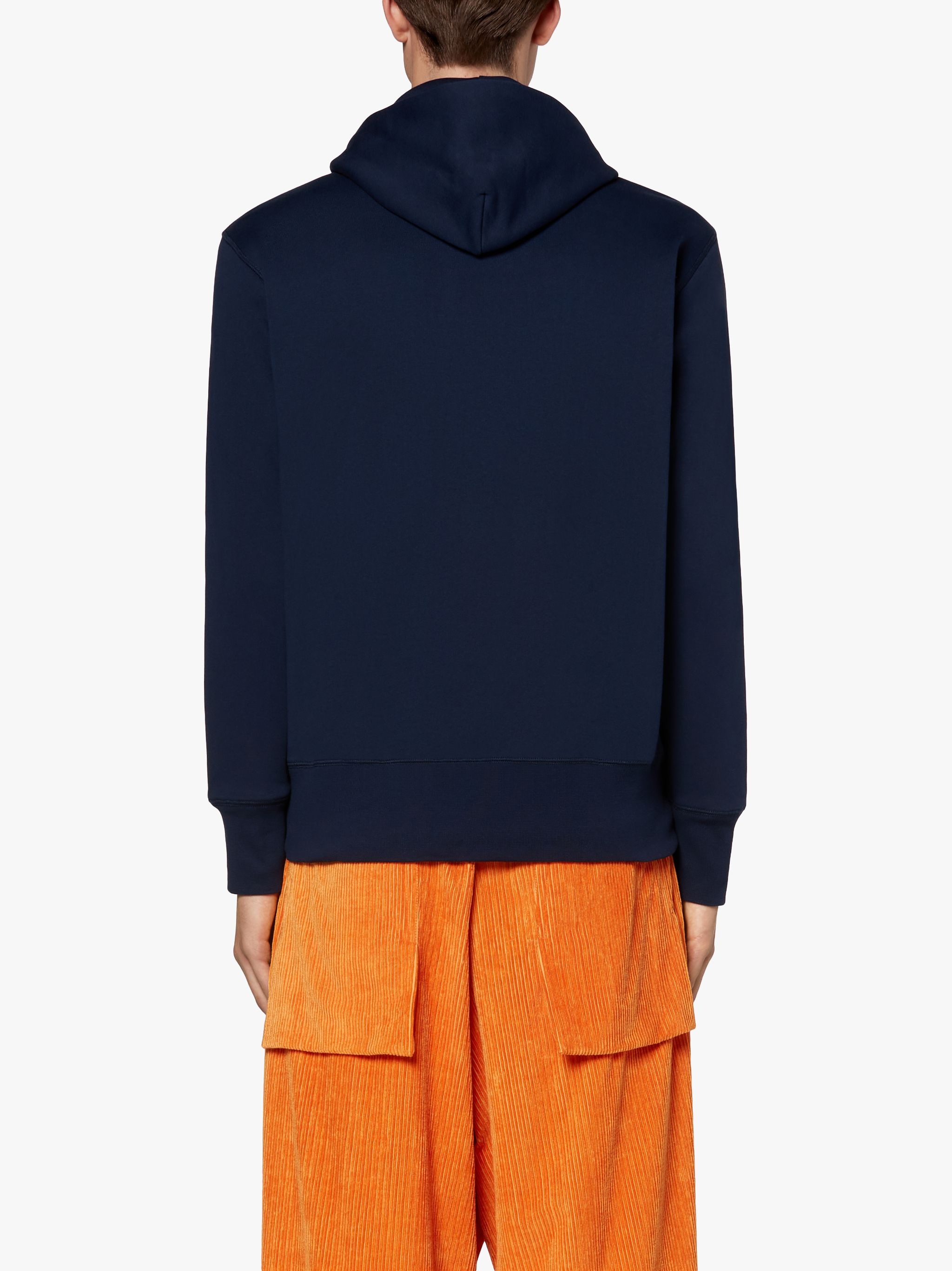 NAVY X WHITE COTTON HOODED SWEATSHIRT | GJM-208 - 3