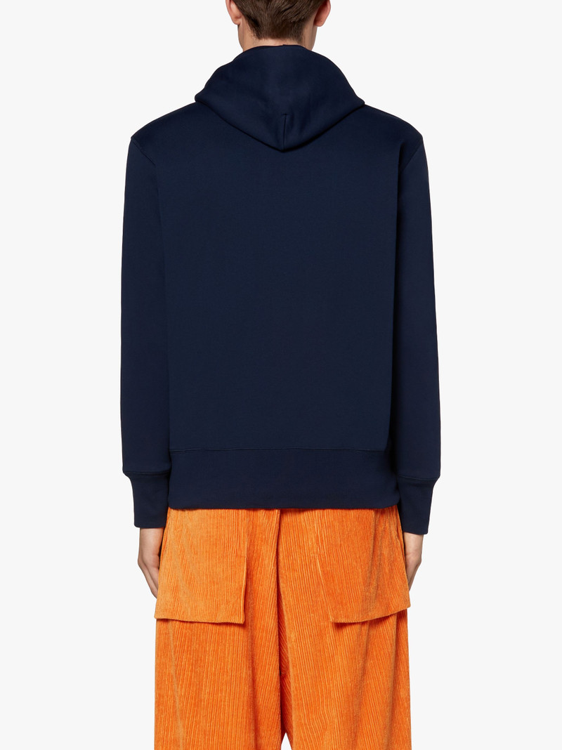 NAVY X WHITE COTTON HOODED SWEATSHIRT | GJM-208 3