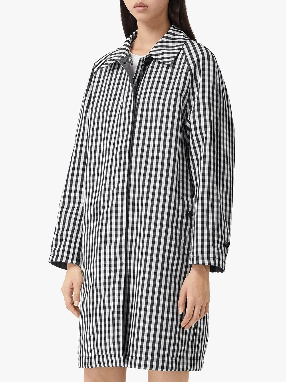 gingham reversible single-breasted coat - 6