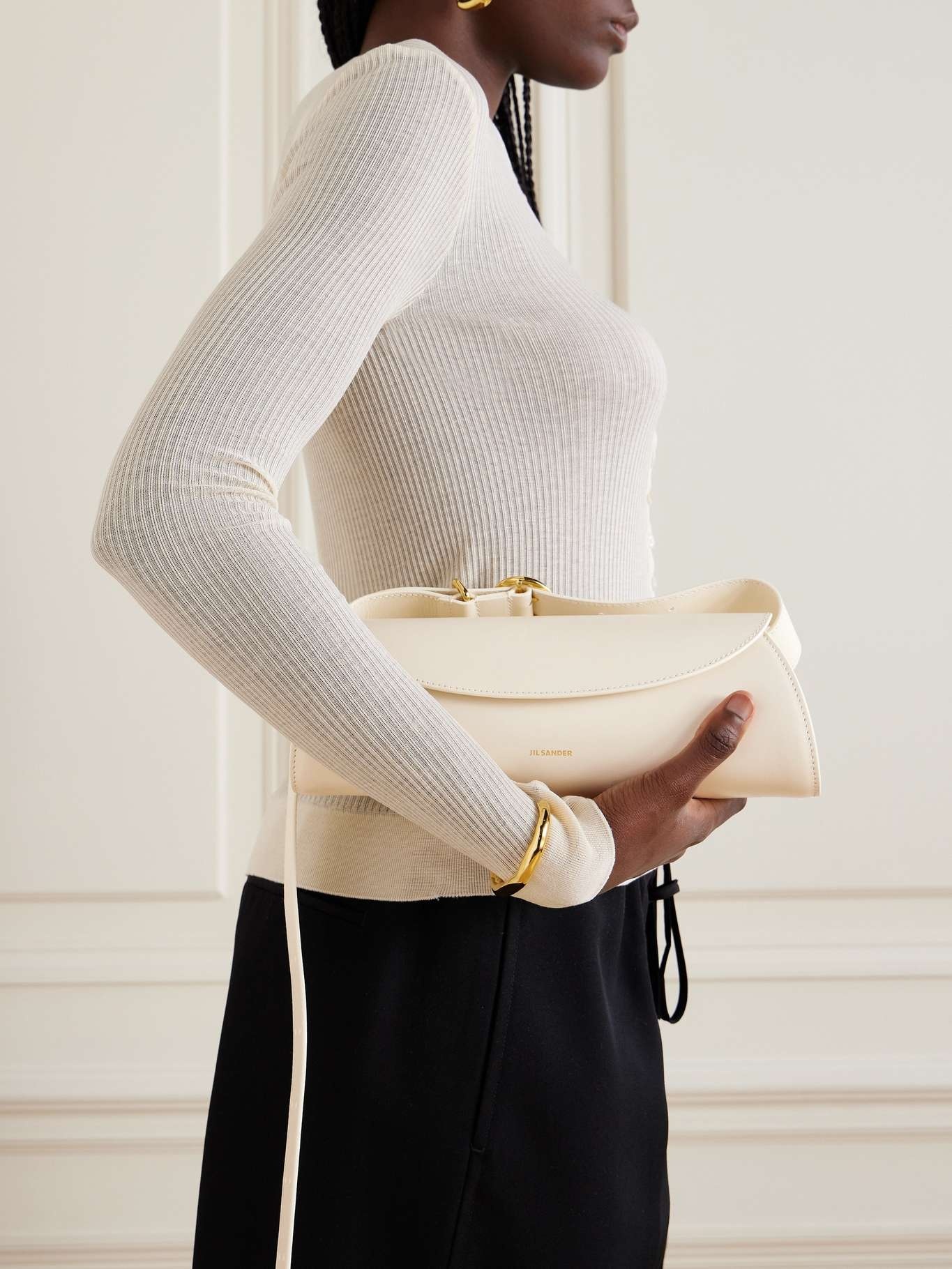 Jil Sander Cannolo small leather shoulder bag | REVERSIBLE