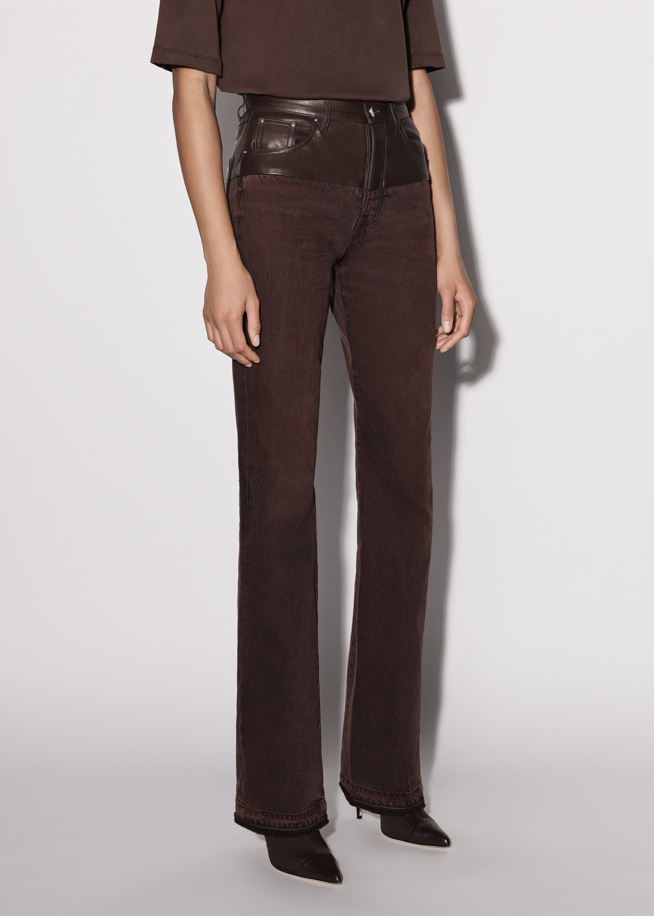 LEATHER HYBRID BOOTLEG JEAN - 4