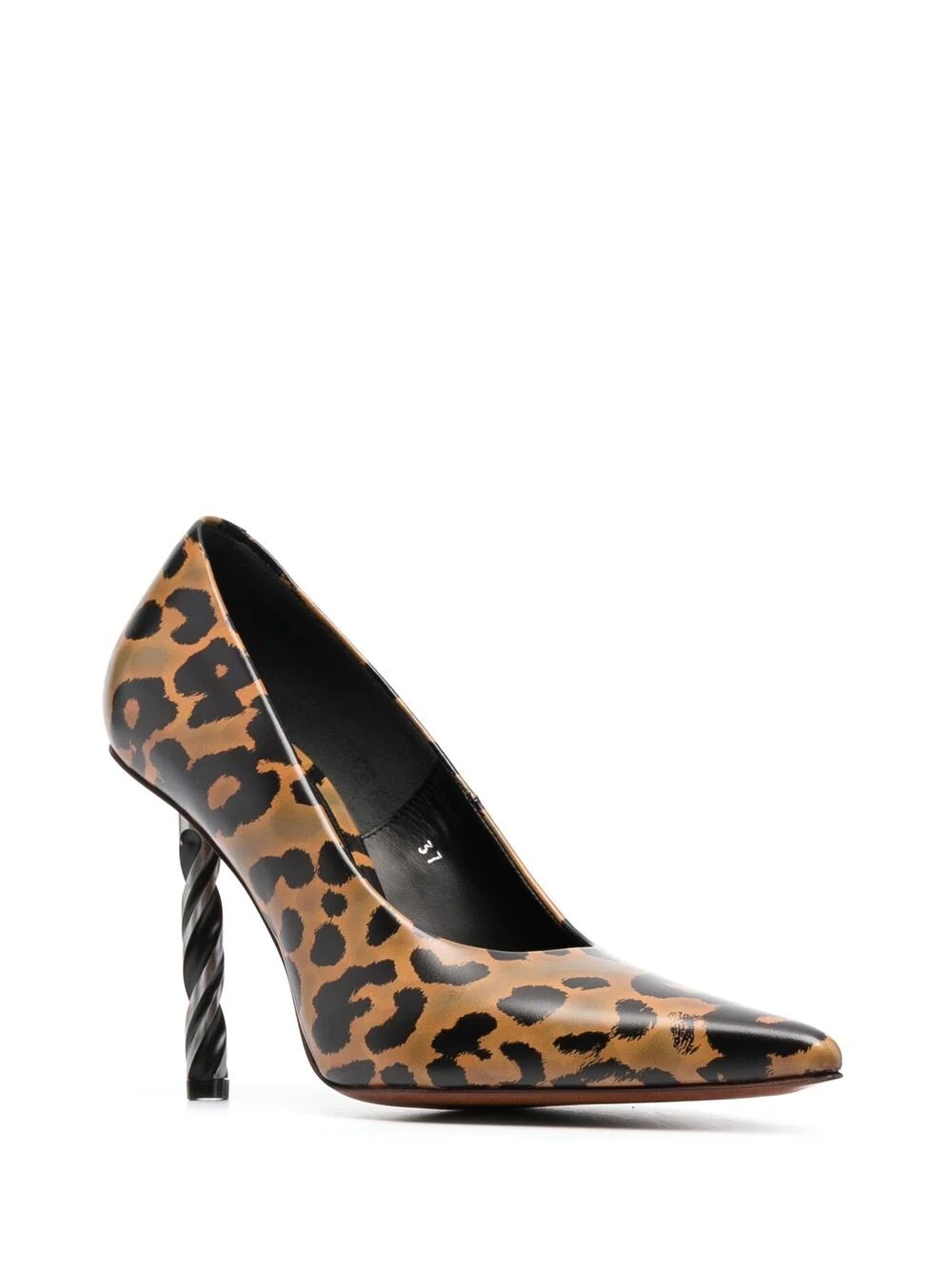 drill-heel leopard-print pumps - 2