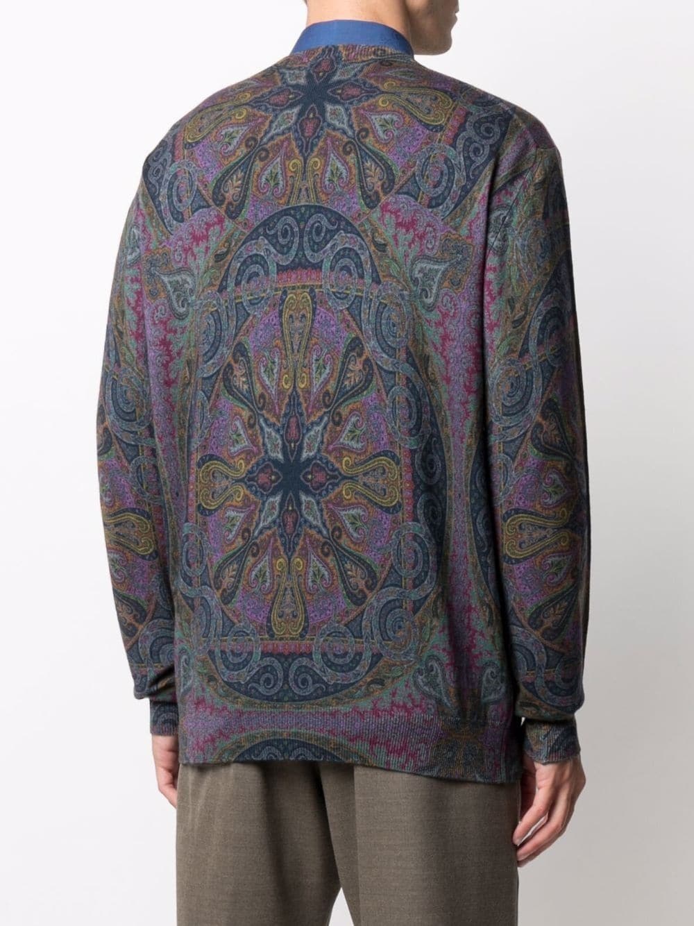 ornamental-print virgin wool jumper - 4