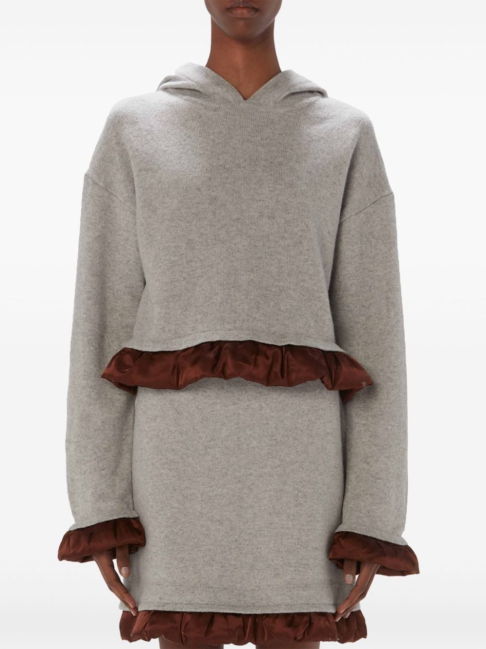 satin-trimmed cropped hoodie - 3