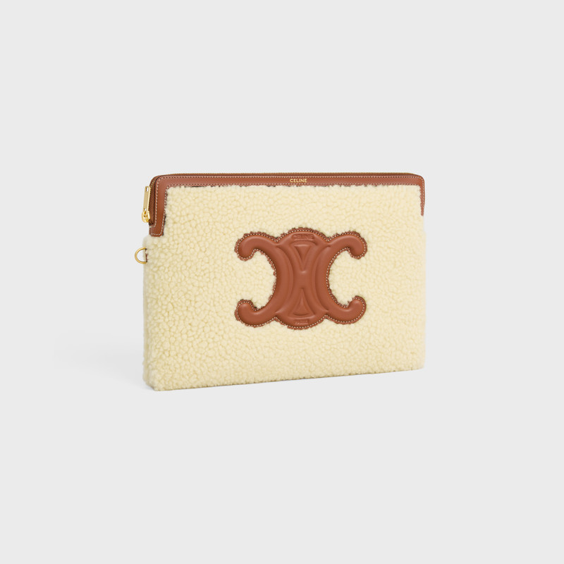 SMALL POUCH WITH STRAP in SHEARLING AND CALFSKIN 3