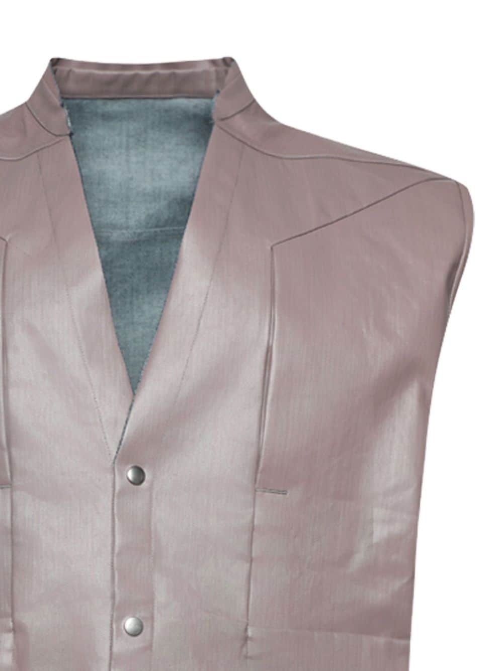 faux-leather sleeveless shirt - 3