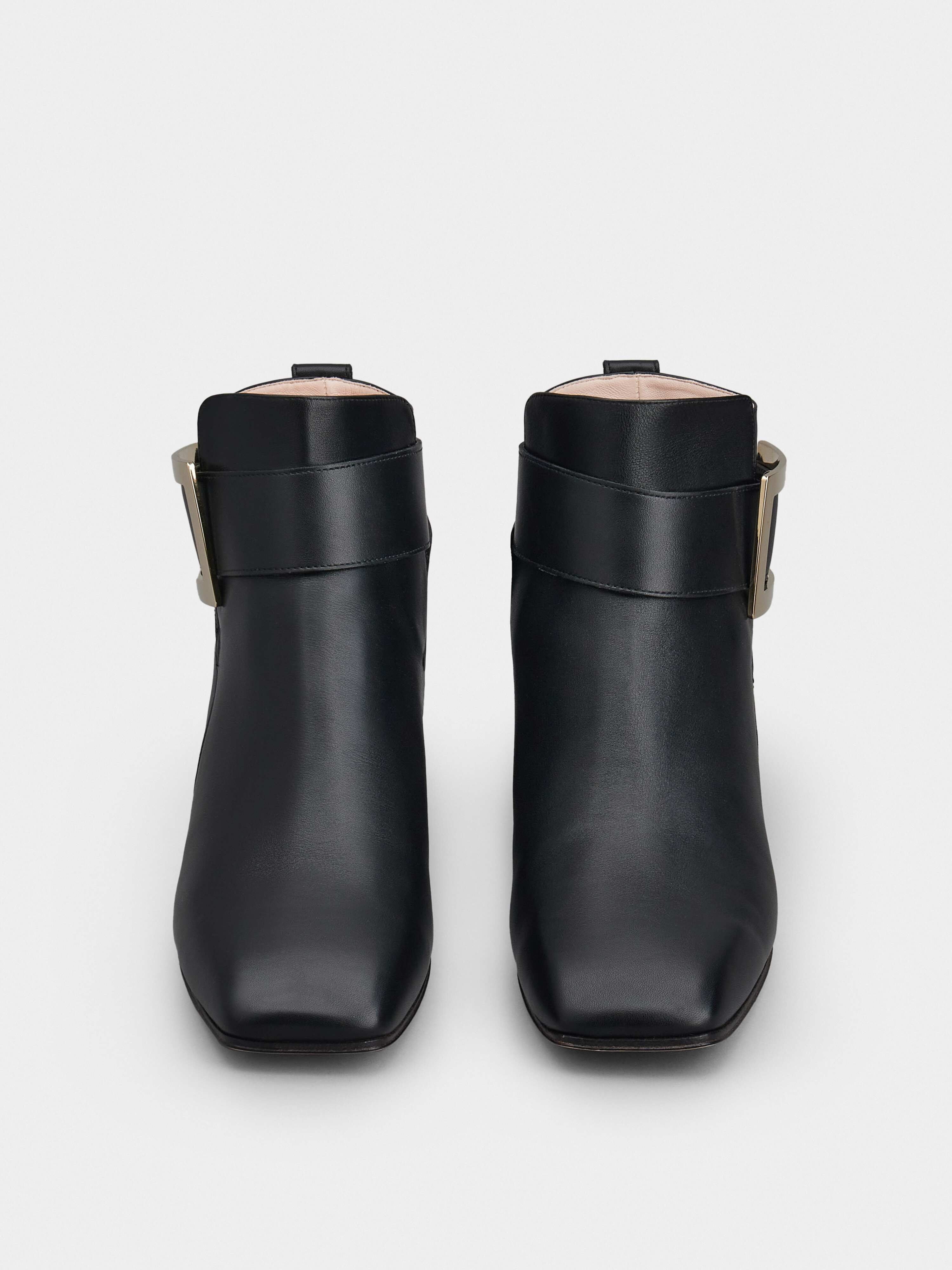 So Vivier Metal Buckle Ankle Boots in Leather - 7
