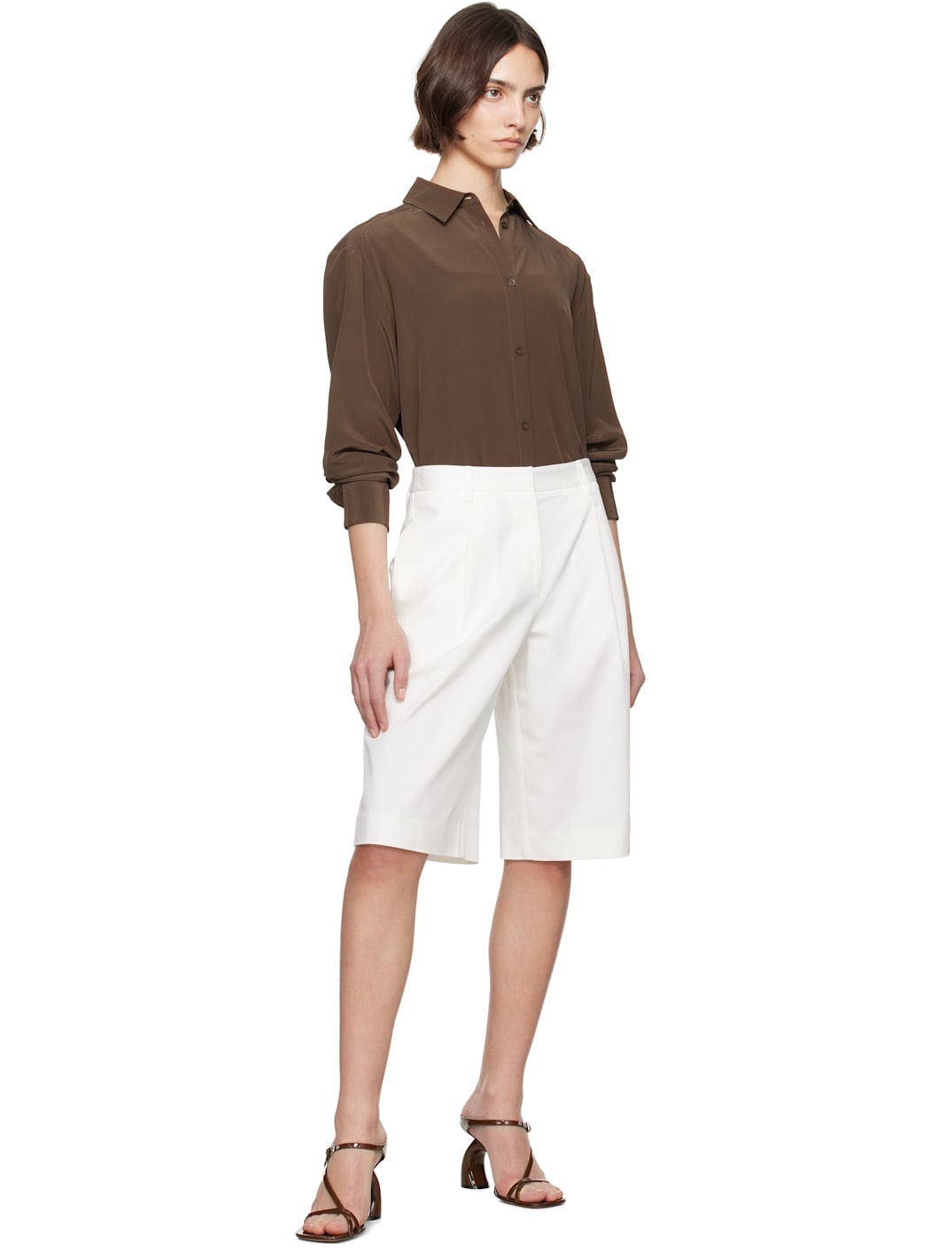 White Long Chino Shorts - 4