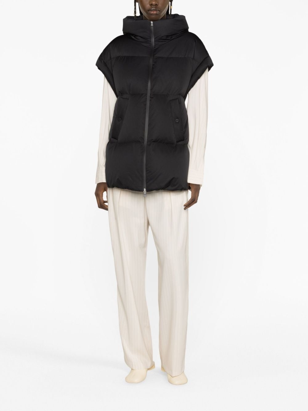 stand-up collar padded-design gilet - 3