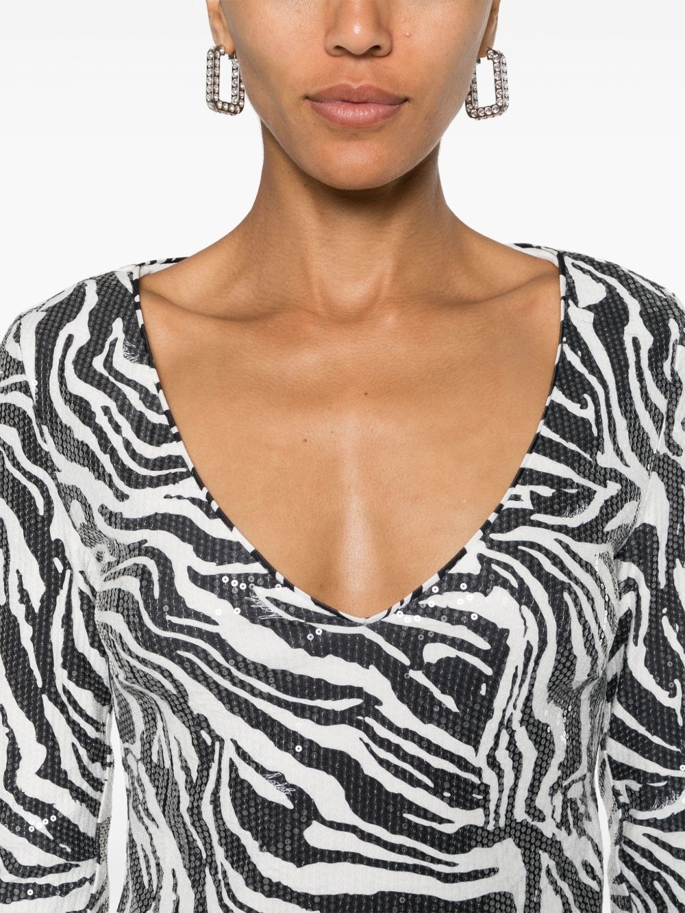 zebra-print sequinned top - 5