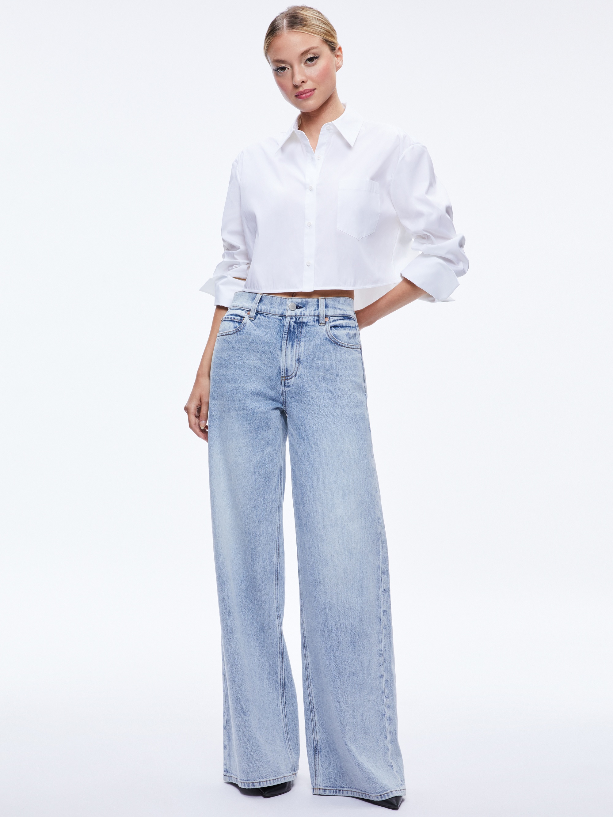 FINELY CROPPED OVERSIZED BUTTON DOWN SHIRT - 4