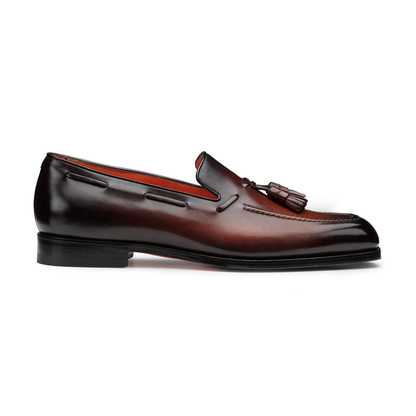 Men's dark brown leather tassel loafer - 1