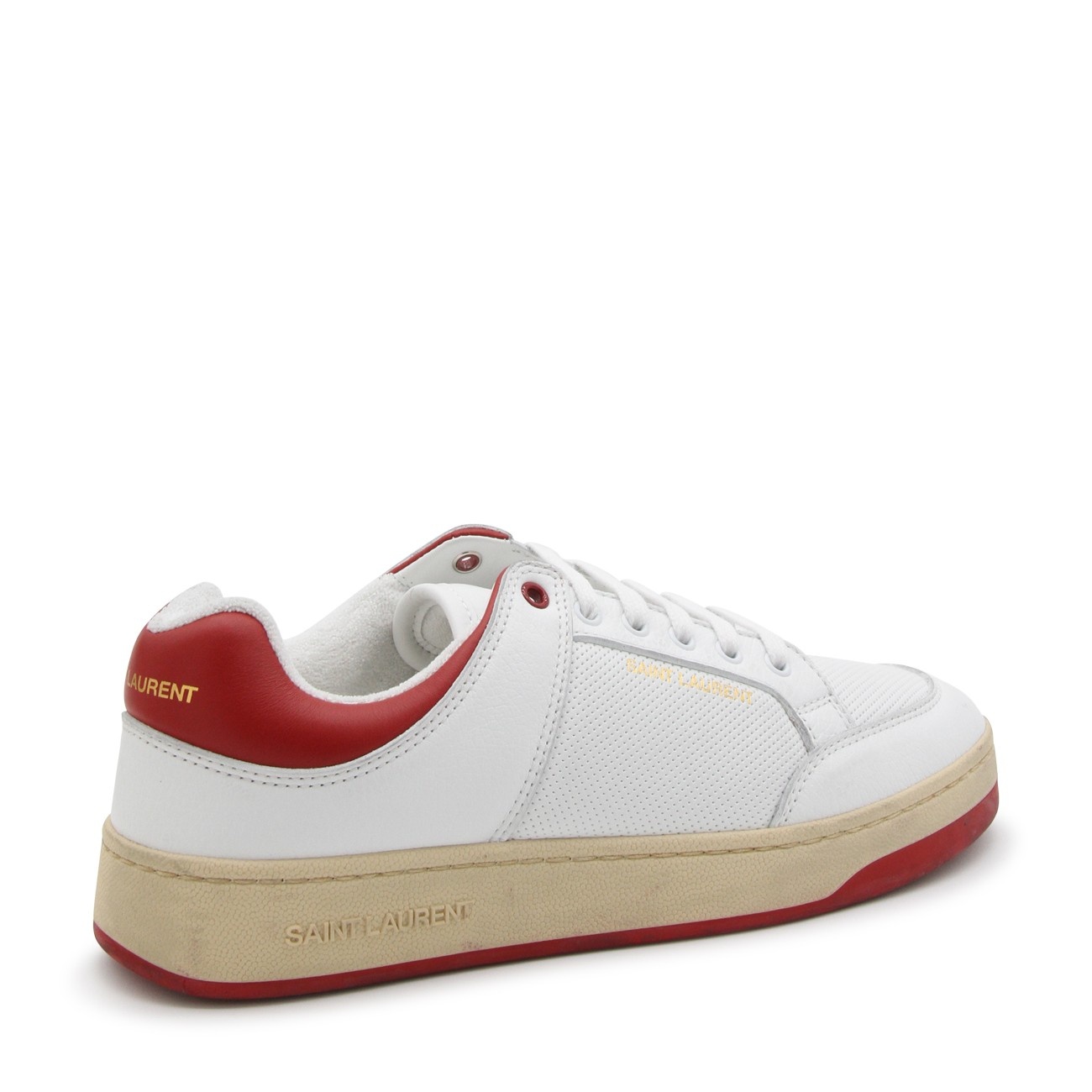 white and red leather sneakers - 3